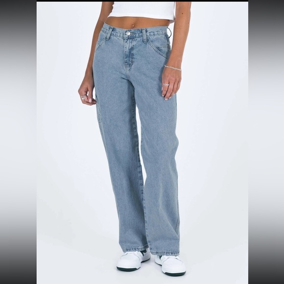 Tami Cargo Jeans Mid Wash Denim by Princess Polly - Picture 6 of 9